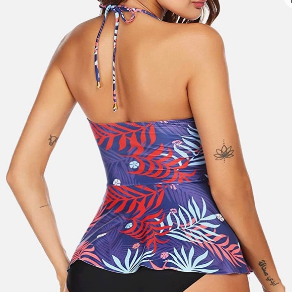 Floral Print Halter Top Tankini - Picture 3 of 10